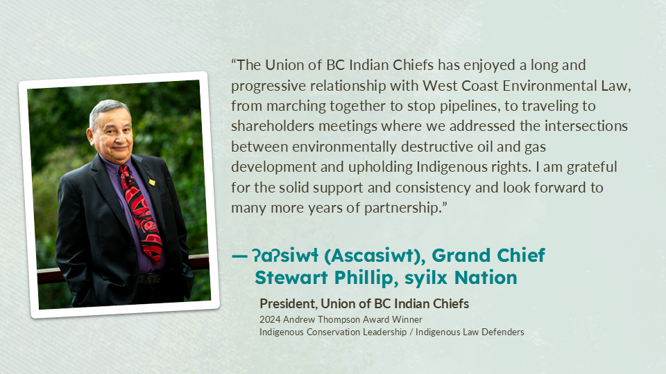 Bio photo of Grand Chief Stewart Phillip next to his title and quote